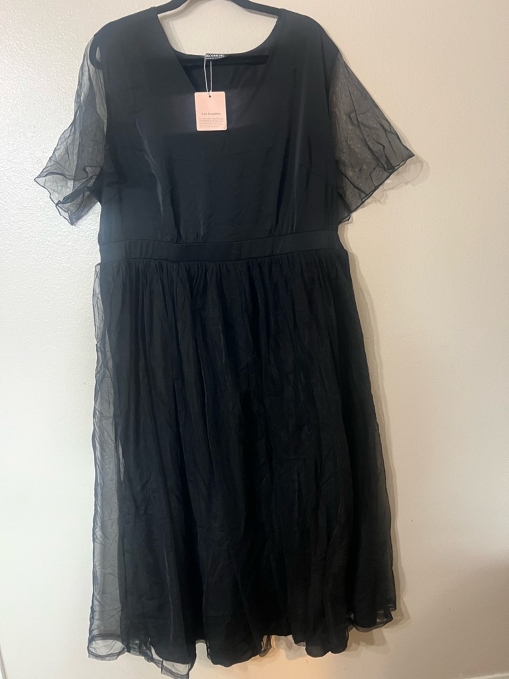 BloomChic Black Midi Tulle Overlay Dress